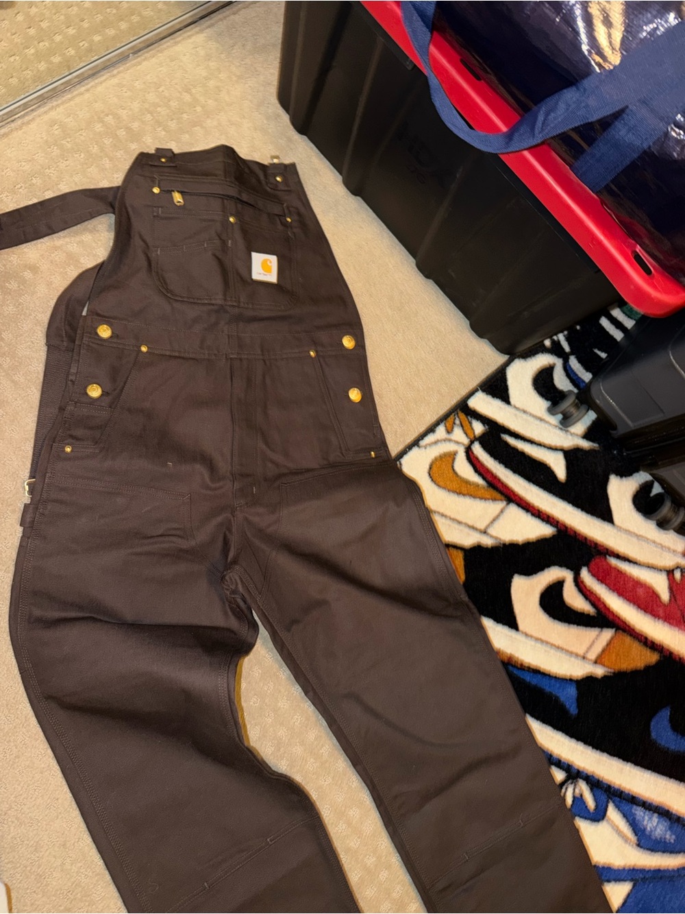 Carhartt Women's Brown Duck Bib Overalls with Brass Hardware